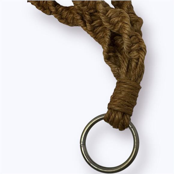 Vintage Jute Macrame Indoor Plant Hanger Wooden Beads 70s 80s 74" Long Bohemian - Picture 2 of 7